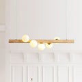 DecorBites™ Modern Wood Island Light with Spherical Shade - Opal Glass Ceiling Lamp (5/7 Lights) for Dining Room