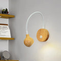 DecorBites™ Modern Wood LED Wall Sconce with Adjustable Arm - White & Beige