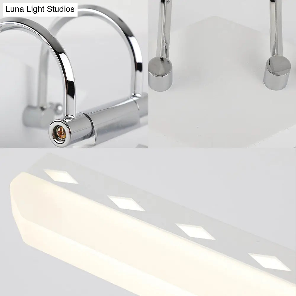 DecorBites™ Modernist Acrylic Linear LED Vanity Wall Sconce - 15"/19"/23" Wide - Black/White - Curved Arm - Natural Light