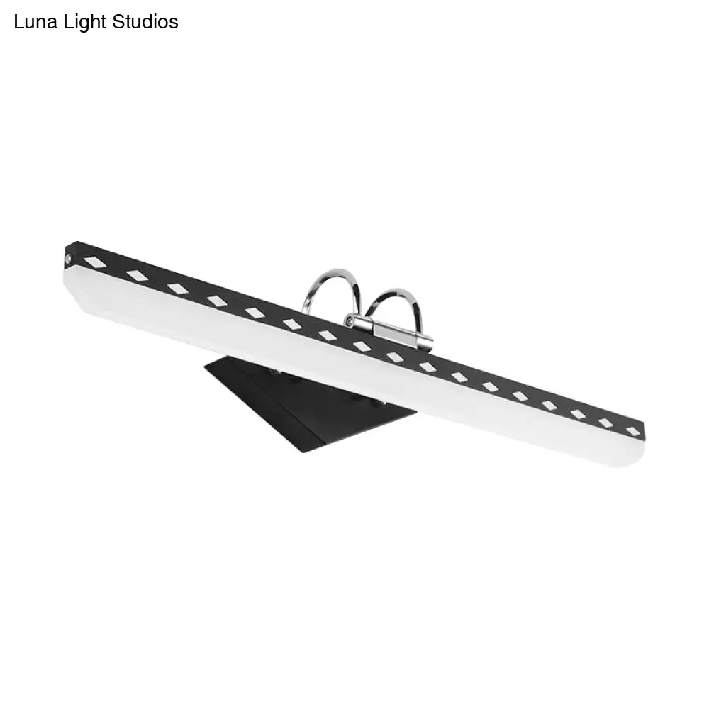 DecorBites™ Modernist Acrylic Linear LED Vanity Wall Sconce - 15"/19"/23" Wide - Black/White - Curved Arm - Natural Light