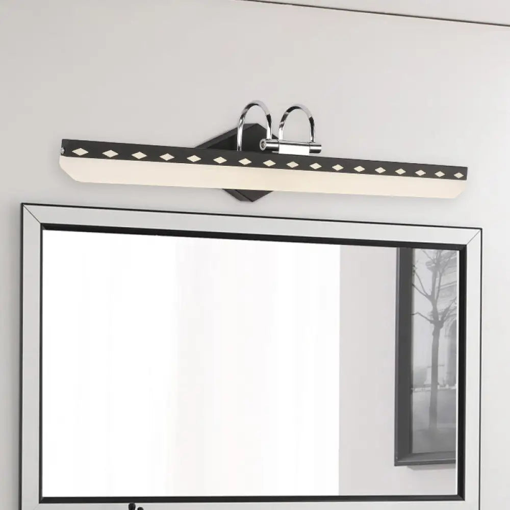 DecorBites™ Modernist Acrylic Linear LED Vanity Wall Sconce - 15"/19"/23" Wide - Black/White - Curved Arm - Natural Light
