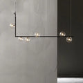 DecorBites™ Modernist Black Glass Globe Pendant Light with 6 Bulbs and Right Angled Frame - Warm/White Lighting