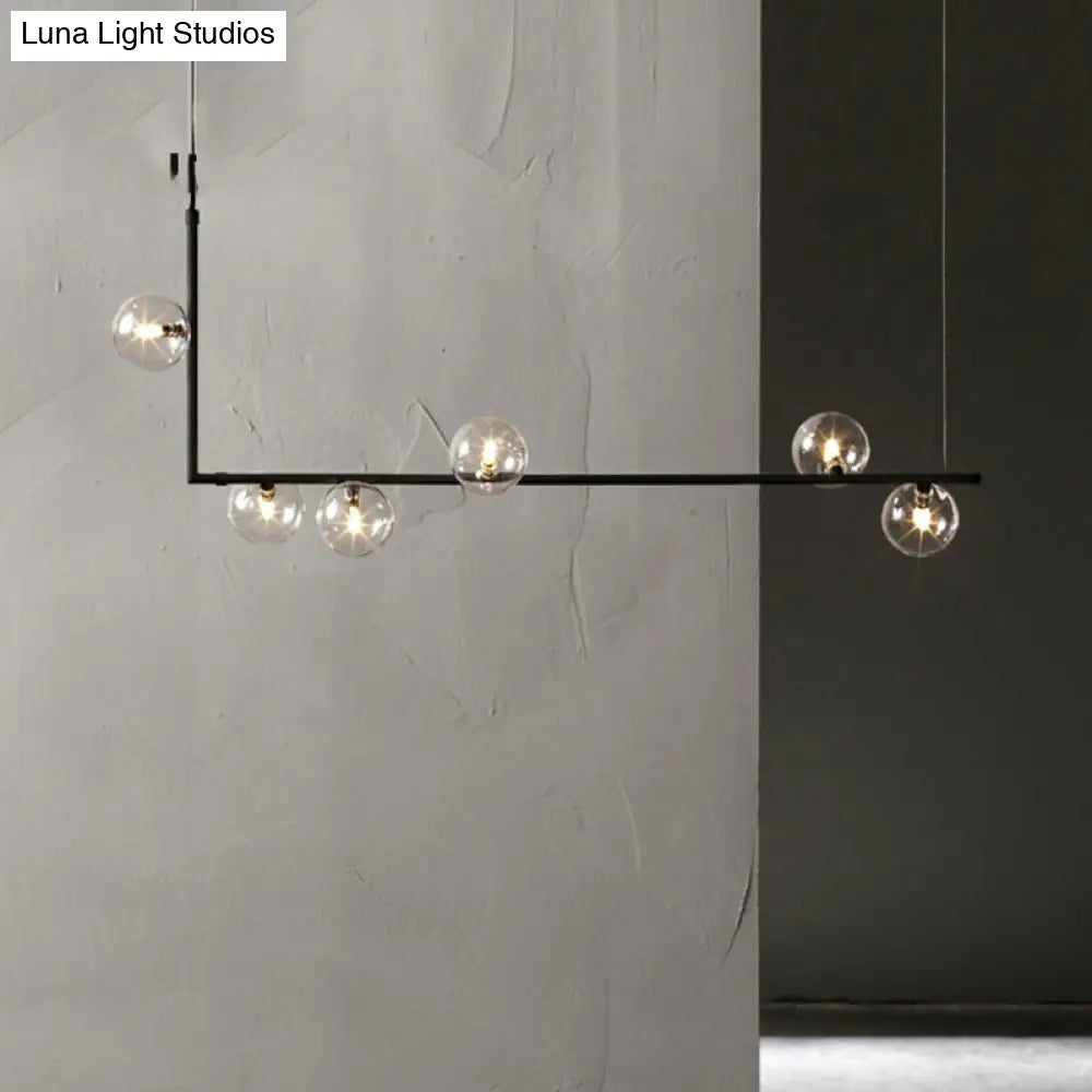 DecorBites™ Modernist Black Glass Globe Pendant Light with 6 Bulbs and Right Angled Frame - Warm/White Lighting
