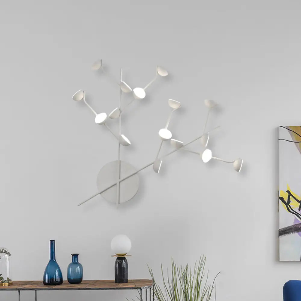 DecorBites™ Modernist Branch Metal Wall Light Sconce with 16 Bulbs, LED, White Finish