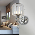 DecorBites™ Modernist Chrome Cylinder Wall Sconce with Clear Crystal Orbit Drop - 1 Bulb Wall Lighting