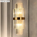 DecorBites™ Modernist Clear Crystal Cylinder Wall Lighting Fixture - 2 Lights Golden Sconce Lamp (18"/21.5" Height) for Living Room