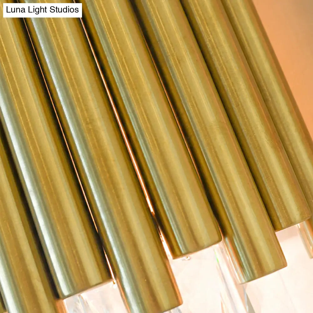 DecorBites™ Modernist Clear Faceted Crystal Wall Mount 1 Light Brass Wall Light for Living Room
