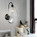 DecorBites™ Modernist Clear Glass Cone Wall Lamp - 1 Light White/Black Flush Mount Sconce with White Bird
