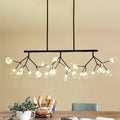 DecorBites™ Modernist Clear Glass Dining Table Ceiling Pendant - Firefly Hanging Island Light in Black/Gold