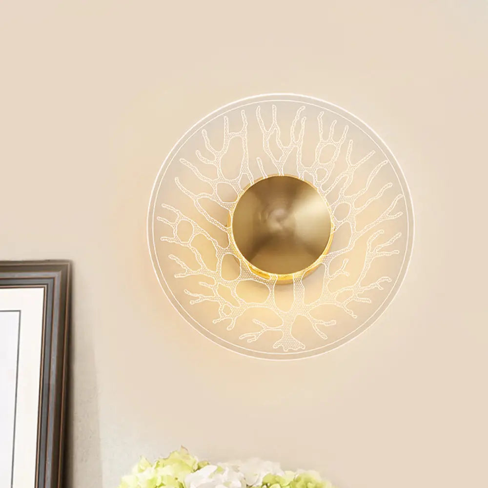 DecorBites™ Modernist Clear Glass LED Wall Sconce Lamp in Brass for Living Room
