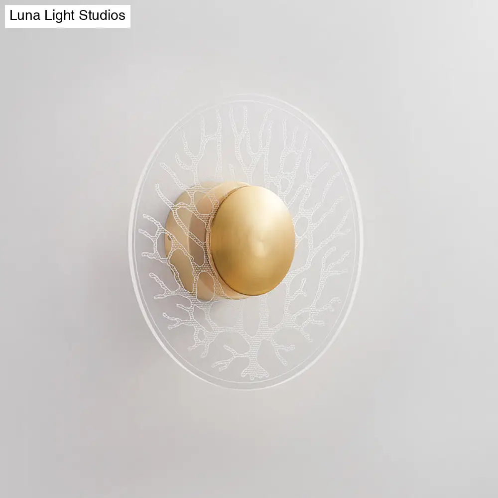 DecorBites™ Modernist Clear Glass LED Wall Sconce Lamp in Brass for Living Room