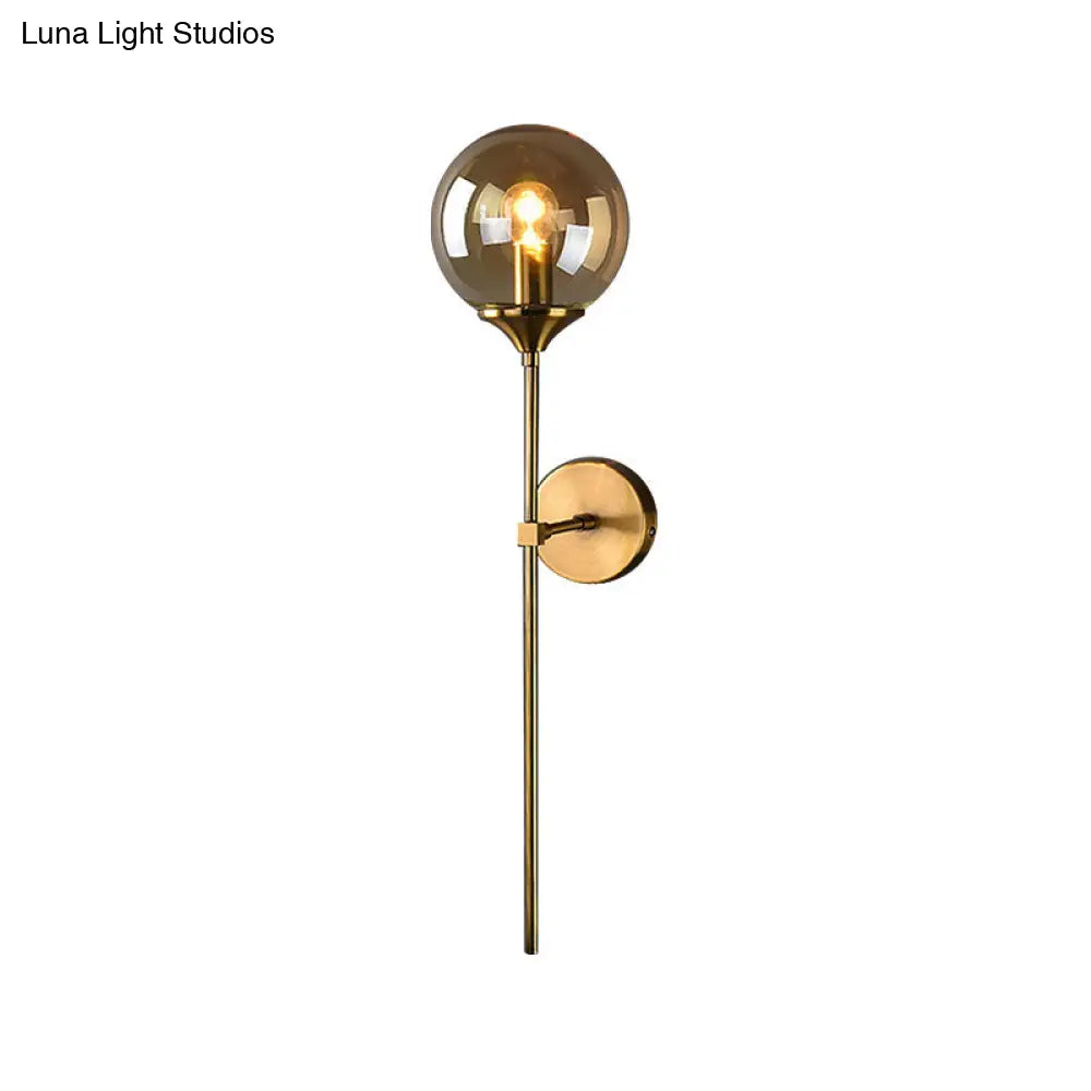 DecorBites™ Modernist Glass Round Sconce Lamp: 1-Light Wall Mounted Light in Gold for Living Room