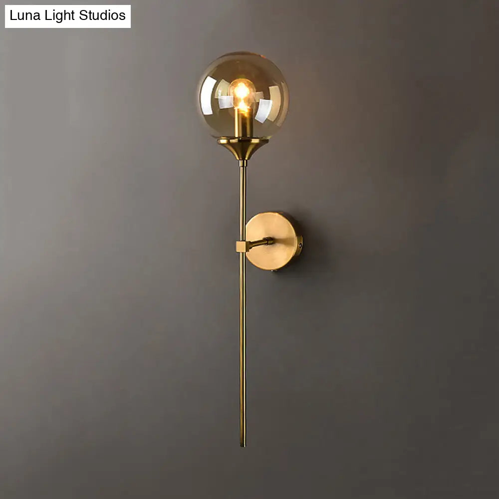 DecorBites™ Modernist Glass Round Sconce Lamp: 1-Light Wall Mounted Light in Gold for Living Room