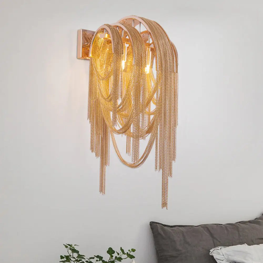 DecorBites™ Modernist Gold Finish Tassels Wall Sconce - Aluminum LED Wall Mount Lamp