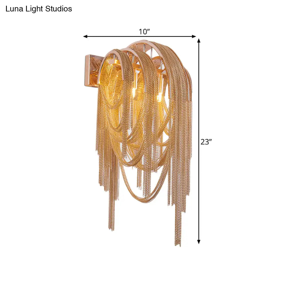 DecorBites™ Modernist Gold Finish Tassels Wall Sconce - Aluminum LED Wall Mount Lamp