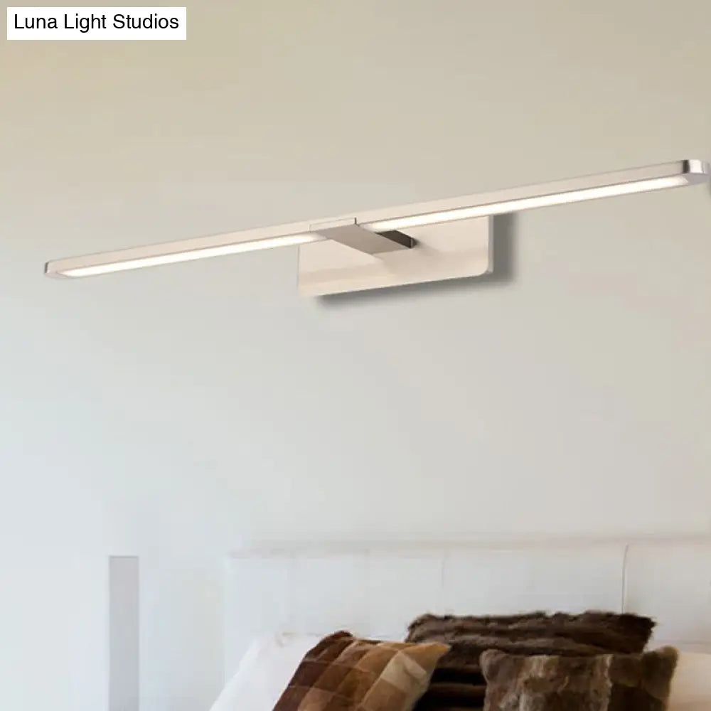 DecorBites™ Modernist LED Metal Wall Sconce Lamp - White/Warm Light, 19.5"/23.5"/34" Wide - Silver/Nickel Finish