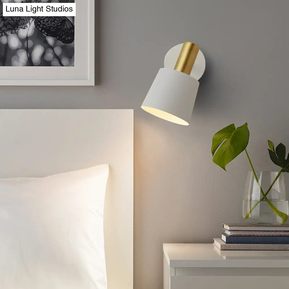 DecorBites™ Modernist Metal Drum Sconce - 1-Light Wall Mounted Lamp in White/Green for Bedroom
