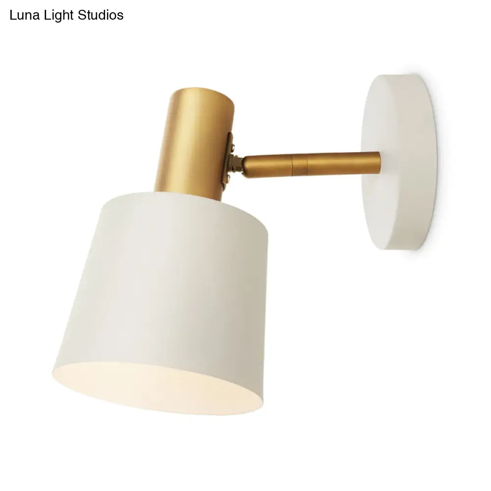 DecorBites™ Modernist Metal Drum Sconce - 1-Light Wall Mounted Lamp in White/Green for Bedroom