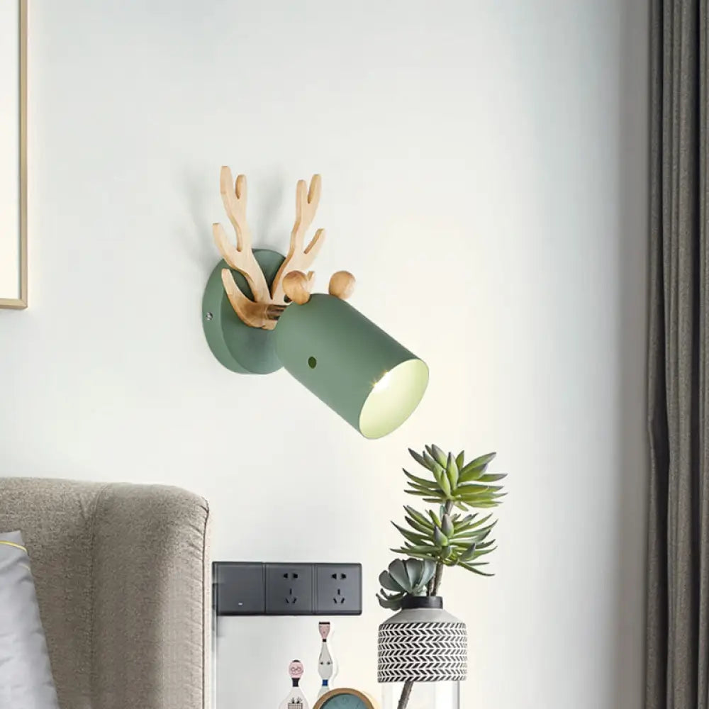 DecorBites™ Modernist Metal Wall Sconce with Antler Design and Cylinder Shape for Bedroom Lighting