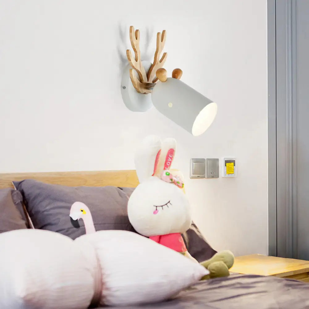 DecorBites™ Modernist Metal Wall Sconce with Antler Design and Cylinder Shape for Bedroom Lighting