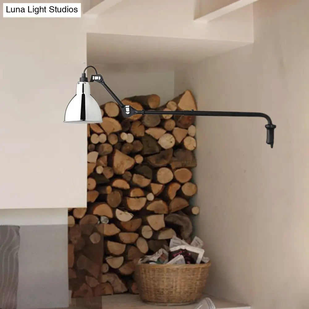 DecorBites™ Modernist Metallic Bowl Wall Sconce with 1 Light - Black/White Fixture for Bedroom Lighting