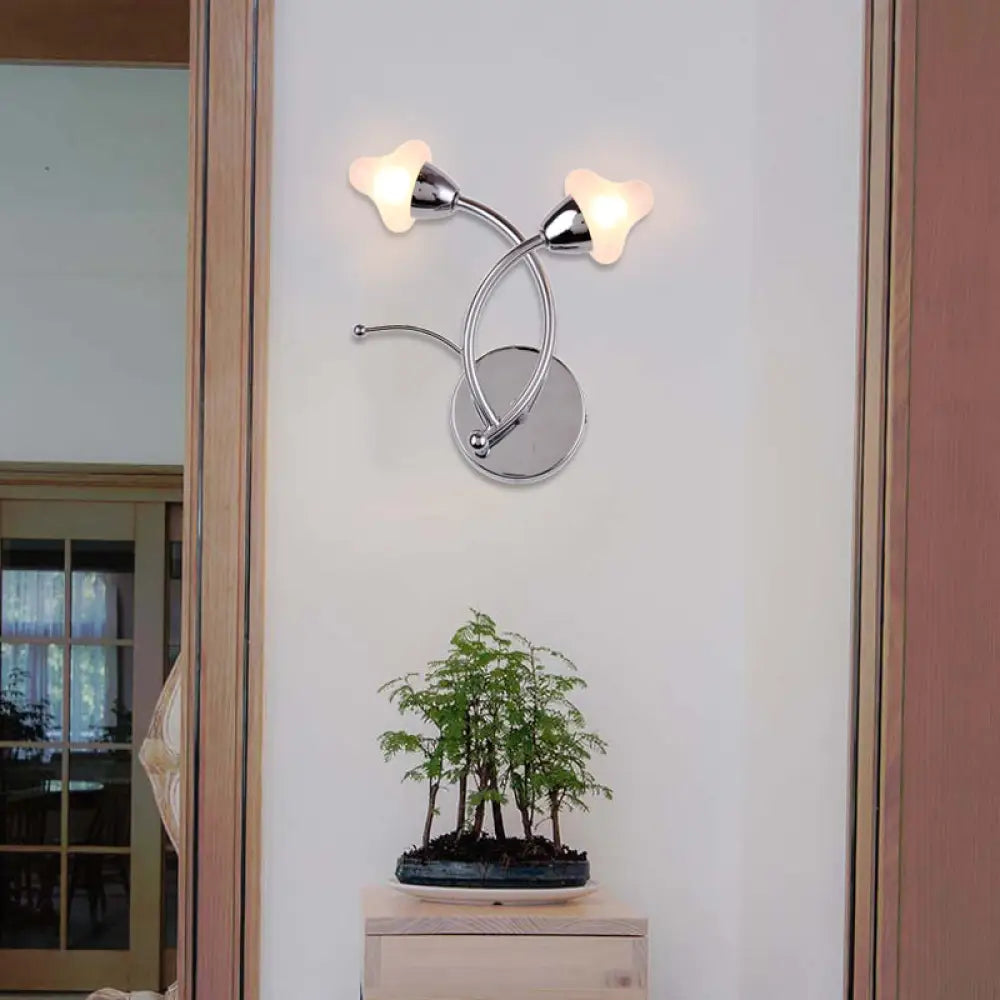 DecorBites™ Modernist Mushroom Milk Glass Wall Light with Chrome LED – Ideal for Office