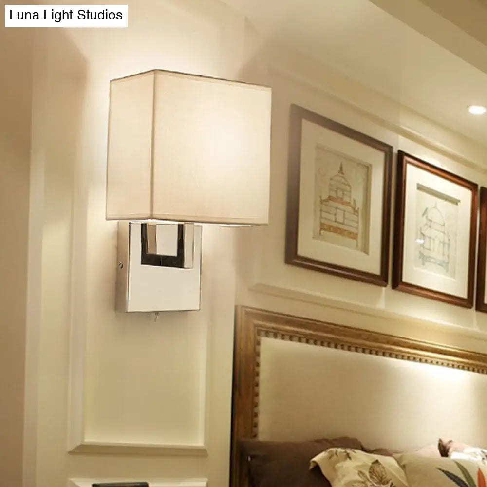 DecorBites™ Modernist Square Sconce Light Fixture in White for Bedroom Wall Lighting