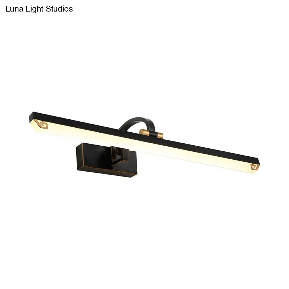 DecorBites™ Modernist Style Black Finish Linear Vanity Light: 16"/22" wide LED Acrylic and Metal Wall Lamp for Bathroom - Warm/White Lighting