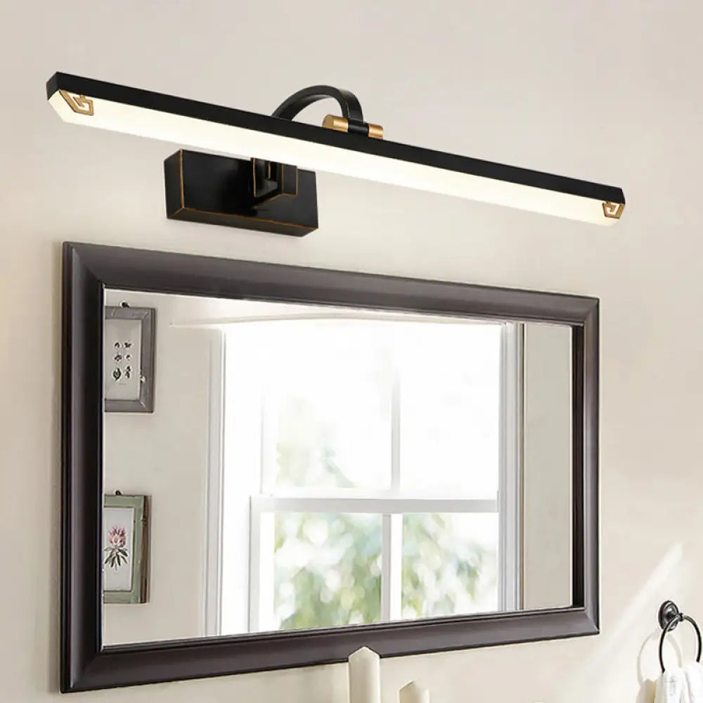 DecorBites™ Modernist Style Black Finish Linear Vanity Light: 16"/22" wide LED Acrylic and Metal Wall Lamp for Bathroom - Warm/White Lighting