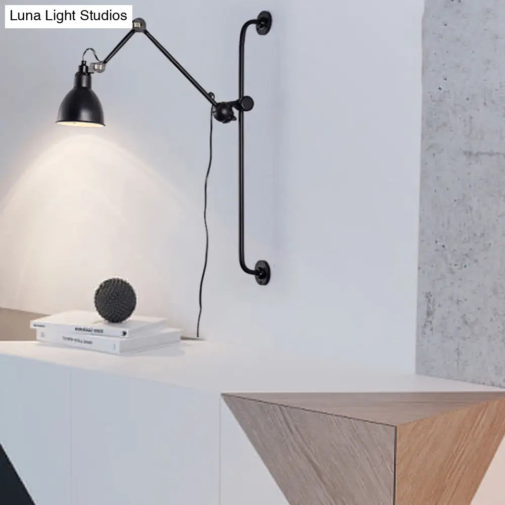 DecorBites™ Modernist Style Black/White Dome Shade Wall Light with Adjustable Metal Lamp - Ideal for Dining Room