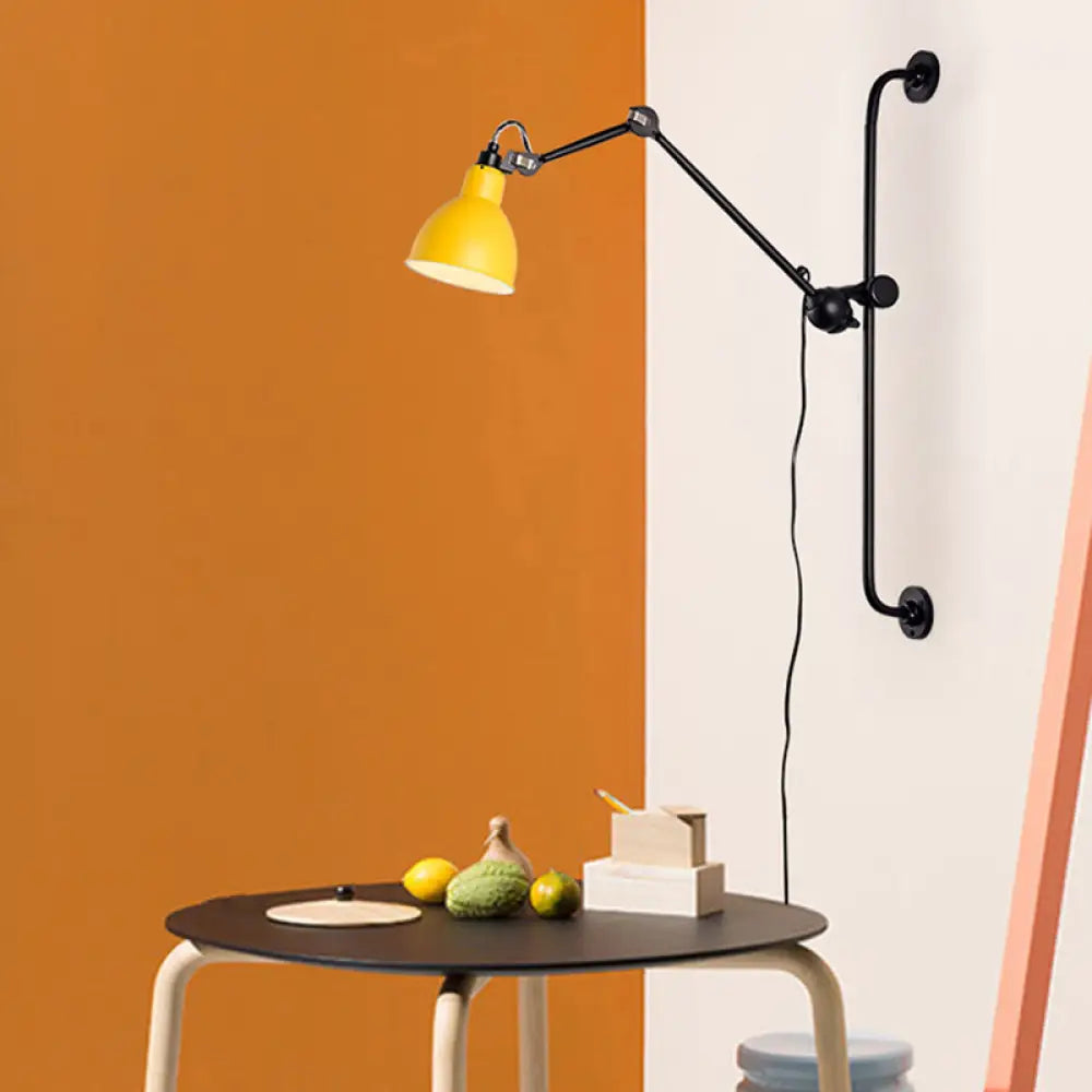 DecorBites™ Modernist Style Black/White Dome Shade Wall Light with Adjustable Metal Lamp - Ideal for Dining Room