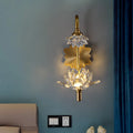 DecorBites™ Modernist Style Brass Finish Wall Sconce with Crystal Shade - Lotus Clear