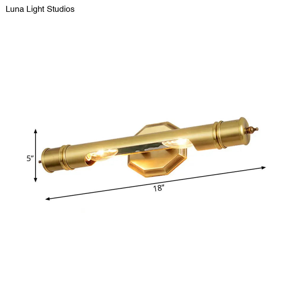DecorBites™ Modernist Style Gold Tube Vanity Lighting: 14"/18" Wide 2-Head Metal Wall Light Fixture for Corridor