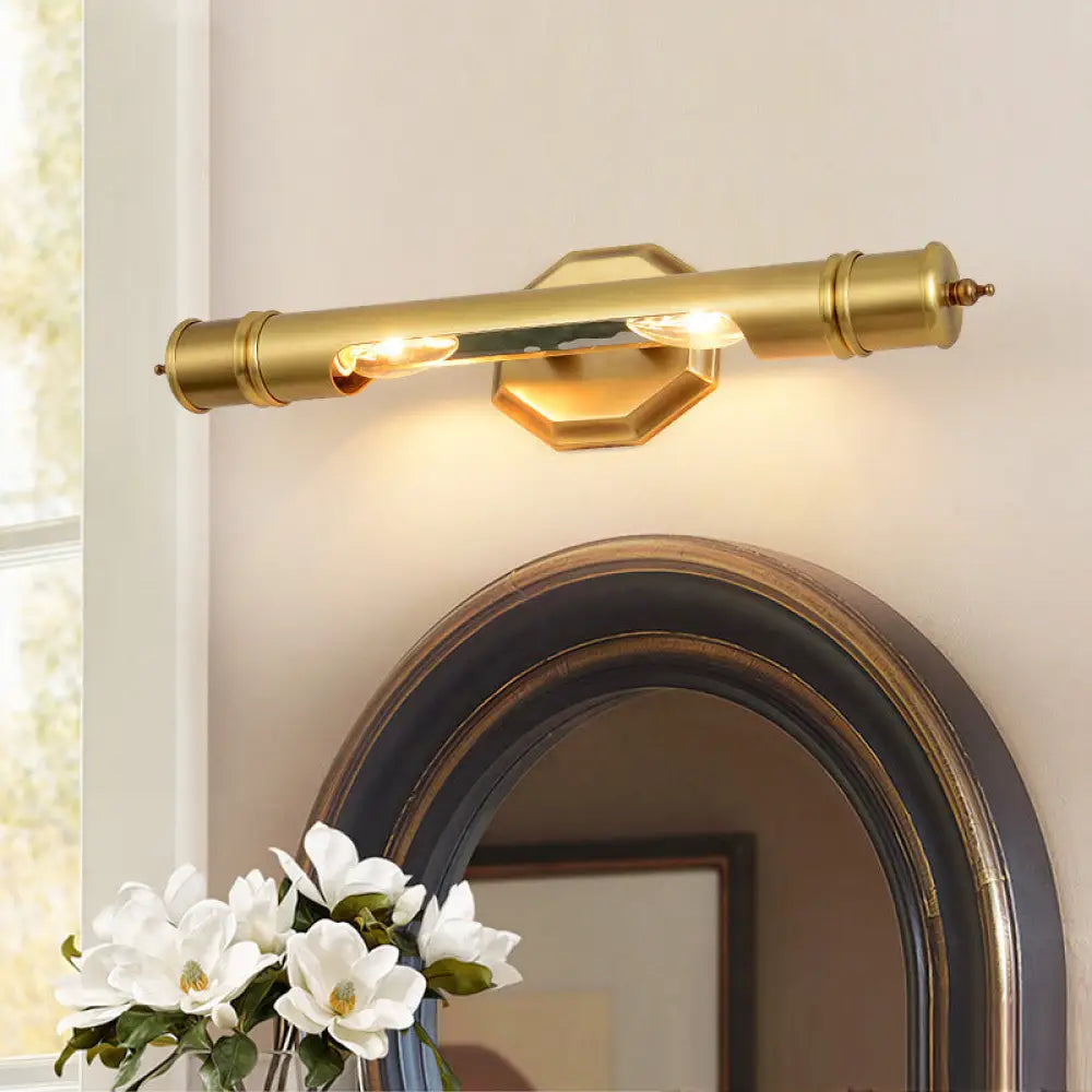DecorBites™ Modernist Style Gold Tube Vanity Lighting: 14"/18" Wide 2-Head Metal Wall Light Fixture for Corridor