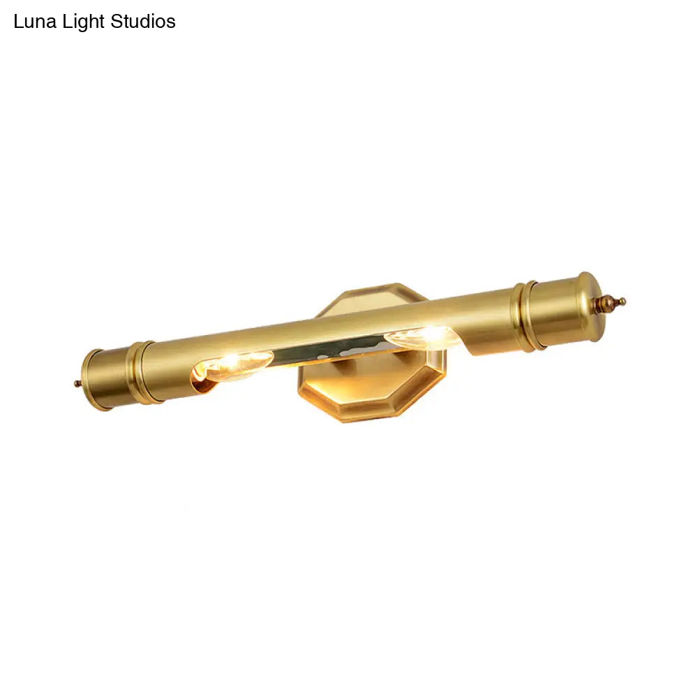 DecorBites™ Modernist Style Gold Tube Vanity Lighting: 14"/18" Wide 2-Head Metal Wall Light Fixture for Corridor