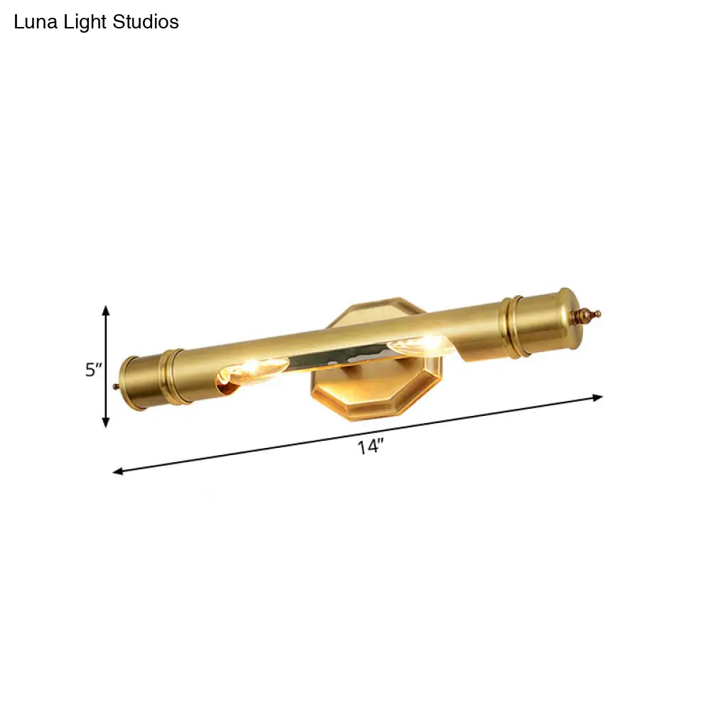 DecorBites™ Modernist Style Gold Tube Vanity Lighting: 14"/18" Wide 2-Head Metal Wall Light Fixture for Corridor
