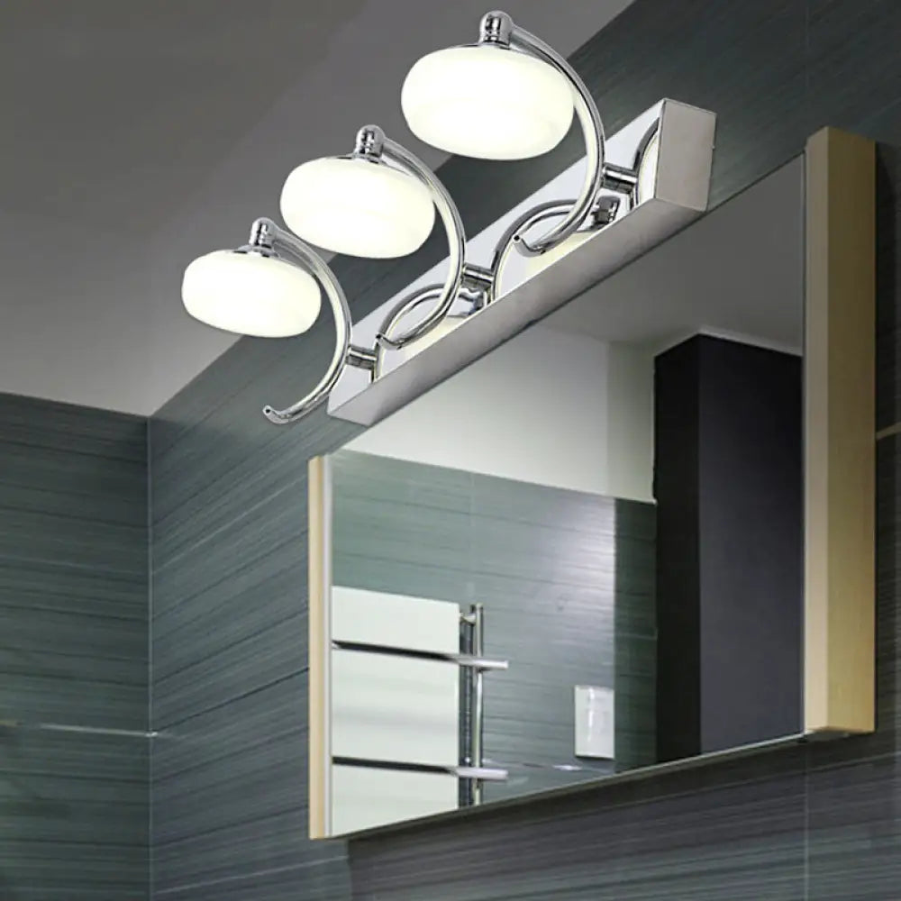 DecorBites™ Modernist Style Silver Wall Lamp with Round Frosted Acrylic Shade, 2/3 Heads, Warm/White Lighting - Bathroom Vanity Light
