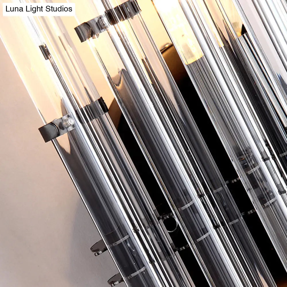 DecorBites™ Modernist Tubular Wall Lighting with Clear Crystal, 2 Lights, Chrome Finish - Living Room Wall Fixture