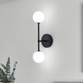 DecorBites™ Modernist White Glass Sconce with Black/Gold Finish - 2 Bulbs - Wall Mounted for Living Room Lighting