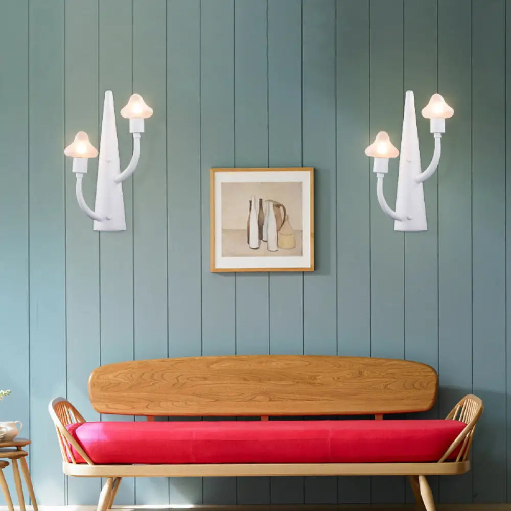 DecorBites™ Modernist White LED Wall Lamp with Mushroom Opal Glass Shade - 2/3 Lights Living Room Sconce