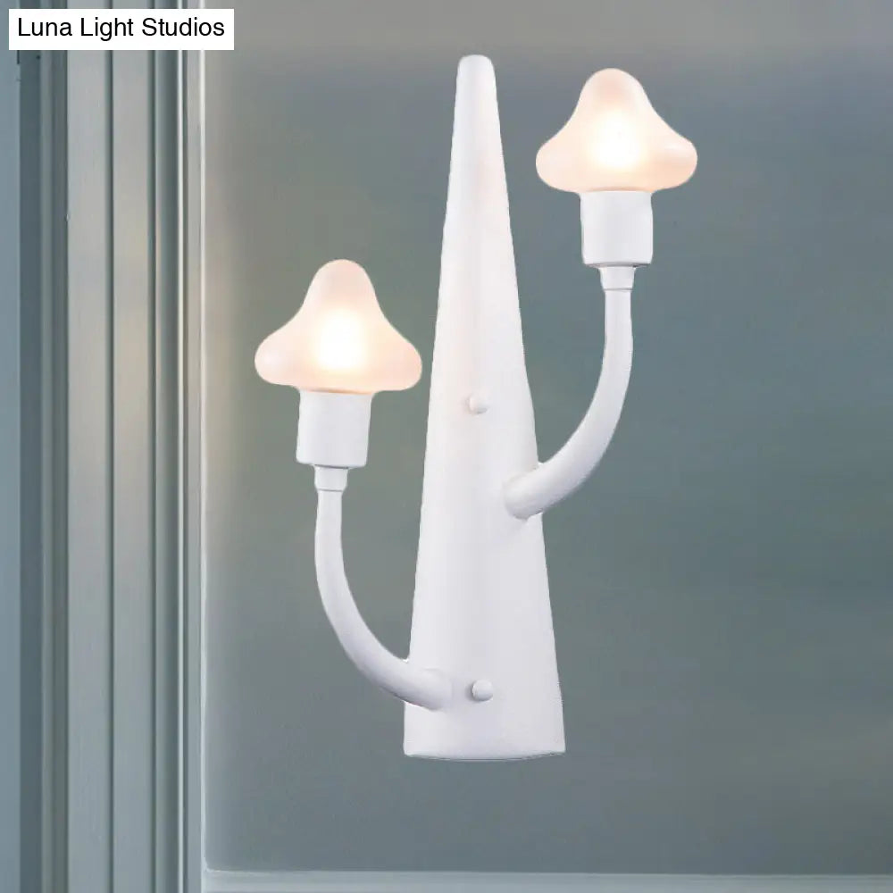 DecorBites™ Modernist White LED Wall Lamp with Mushroom Opal Glass Shade - 2/3 Lights Living Room Sconce