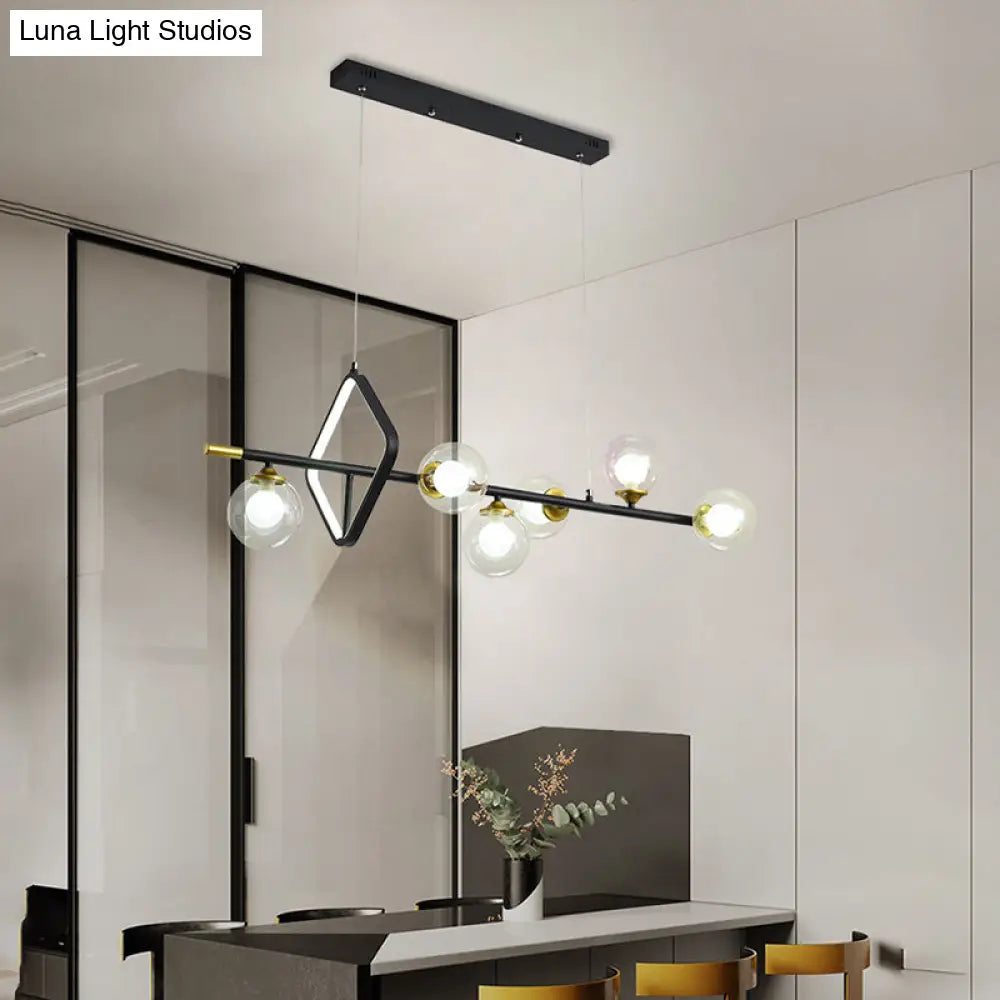 DecorBites™ Molecular Dining Room Island Pendant Light - Dual Glass 6-Light Modern Hanging Lamp Kit