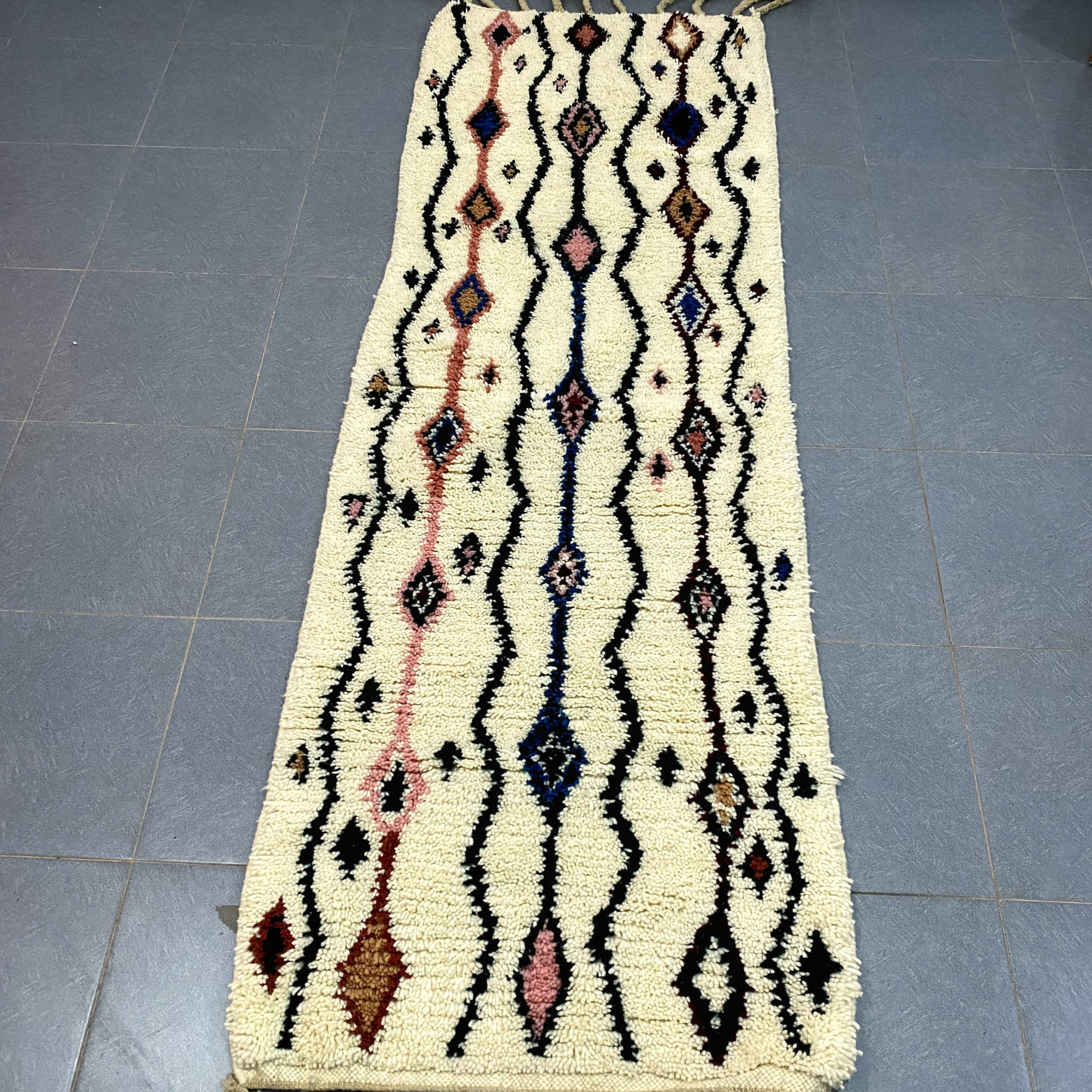DecorBites™ Moroccan Handmade Beni Ouarain Rug 2.5m x 0.7m