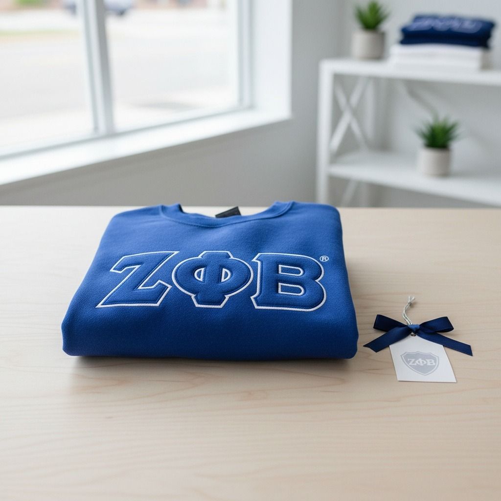 Crew Sweatshirt XL Blue Embroidered Greek Gear Casual Stylish Top