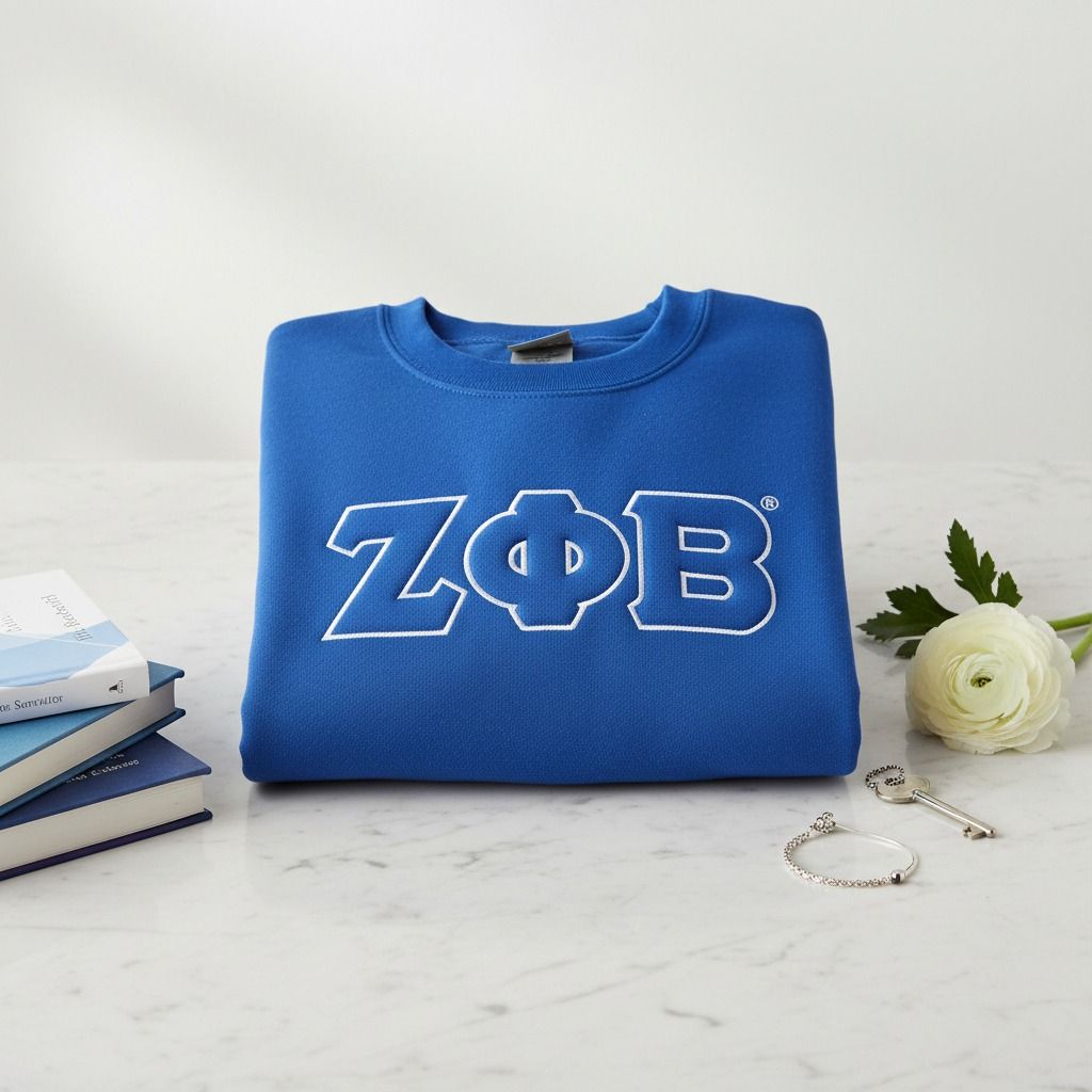 Crew Sweatshirt Blue Embroidered Greek Gear Casual Stylish Sweatshirt