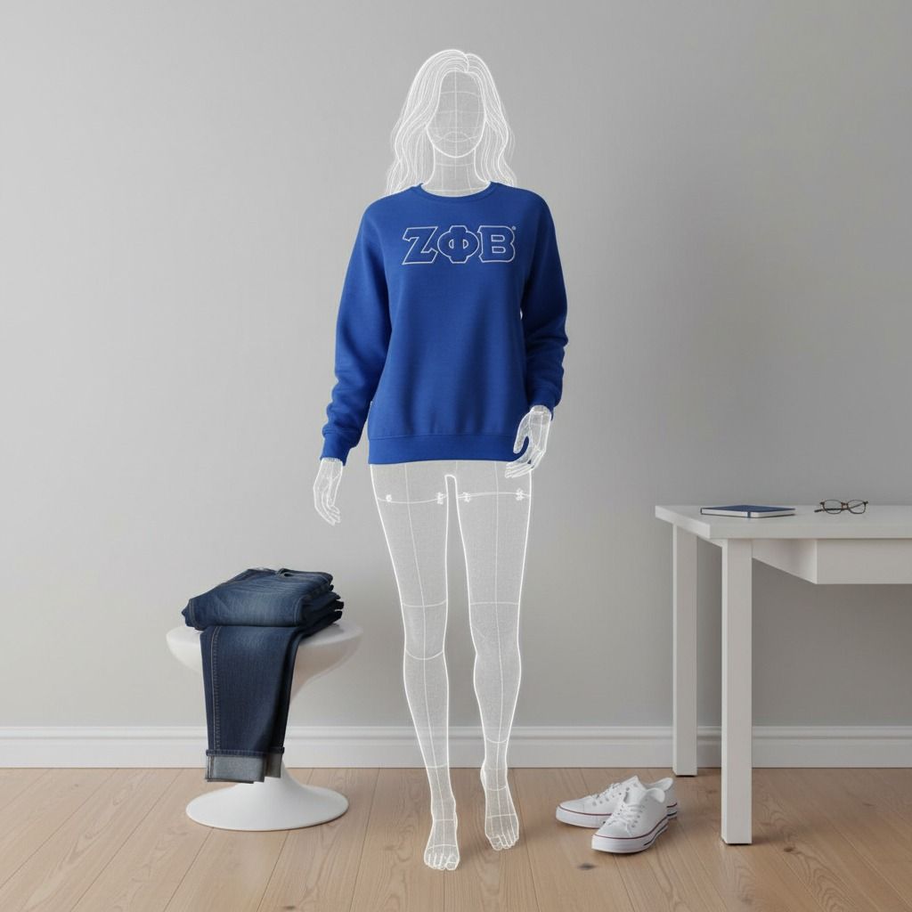 Crew Sweatshirt XL Blue Embroidered Greek Gear Casual Stylish Top