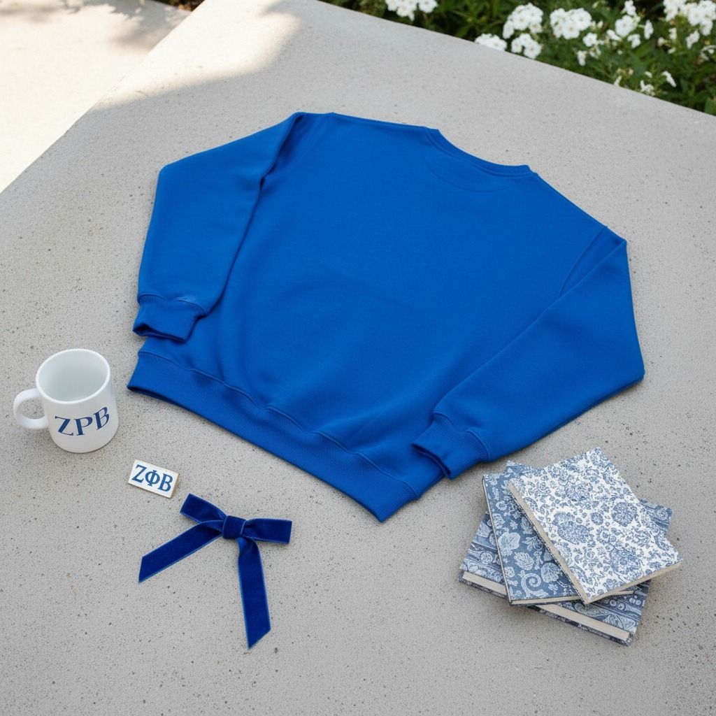 Crew Sweatshirt Blue Embroidered Greek Gear Casual Stylish Sweatshirt