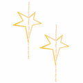 Statement Gold Star Crystal Baguette Earrings Stylish Chic Jewelry Accessory