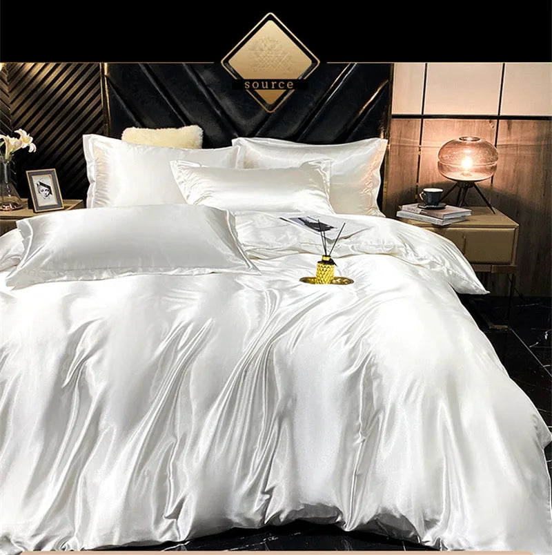 DecorBites™ Mulberry Silk Luxury Bedding Set with Sheets