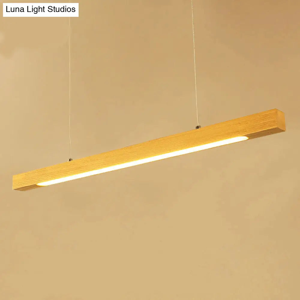 DecorBites™ Natural Wood Linear Island Pendant Light - Simple Hanging Lamp